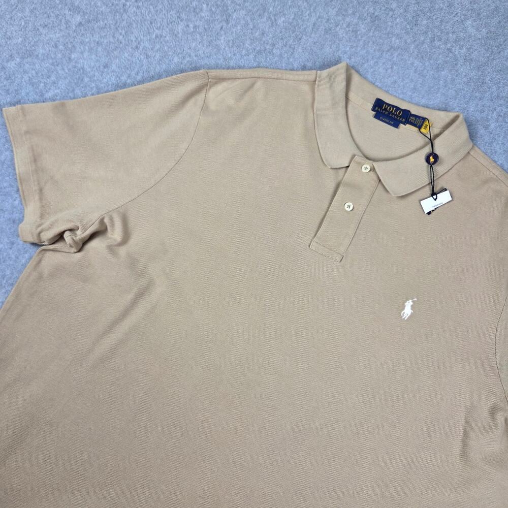 NWT Polo Ralph Lauren Mens XXL Tan Classic Fit Short Sleeve Polo Shirt